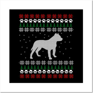 Pitbull Ugly Christmas Sweater Gift Posters and Art